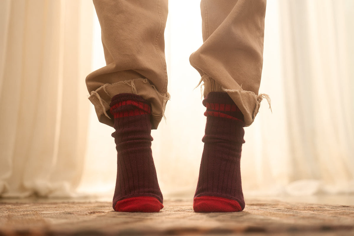 Matakana merino rib sock with stripe