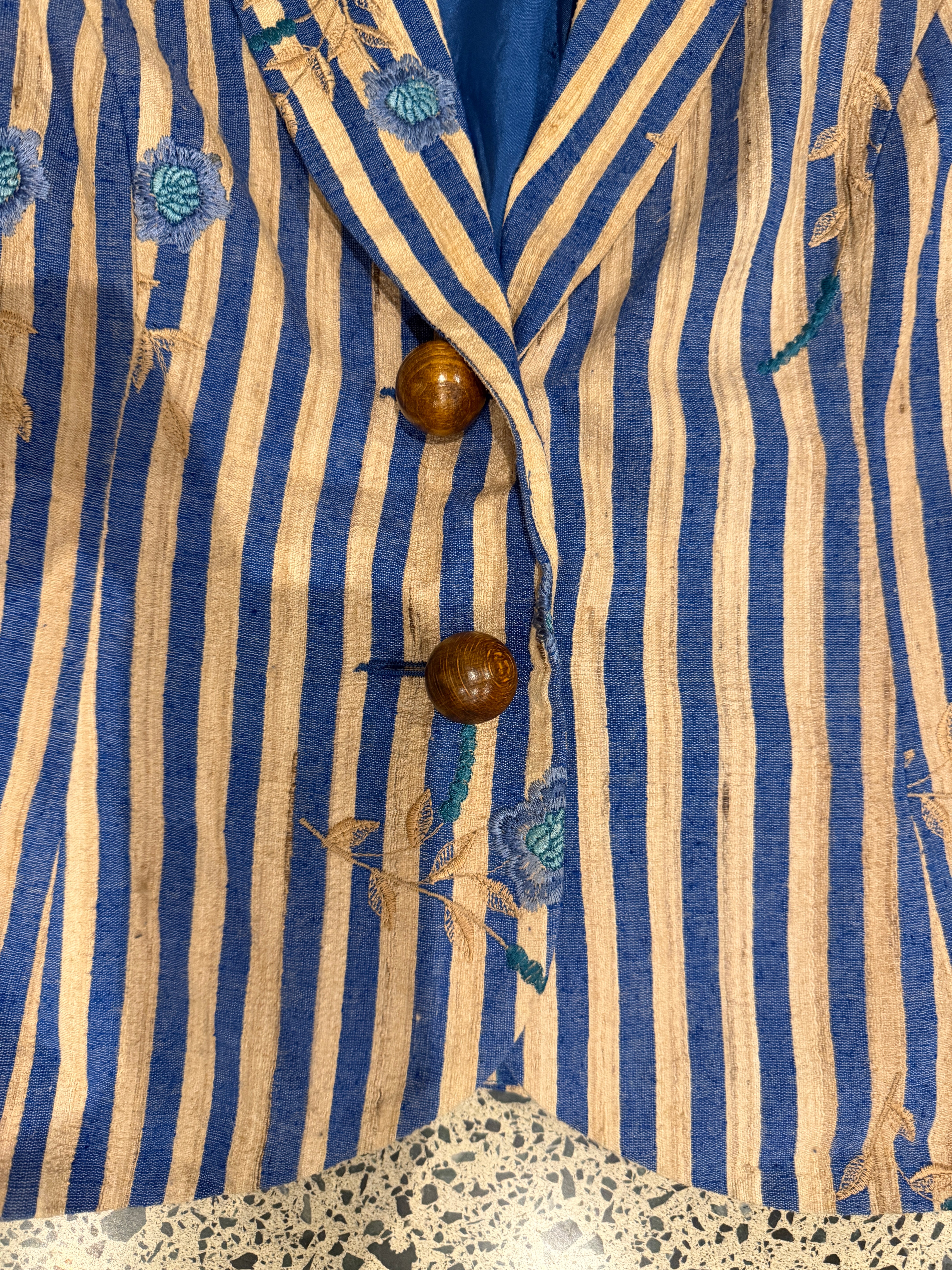 Raw Silk Jacket with Wooden Buttons