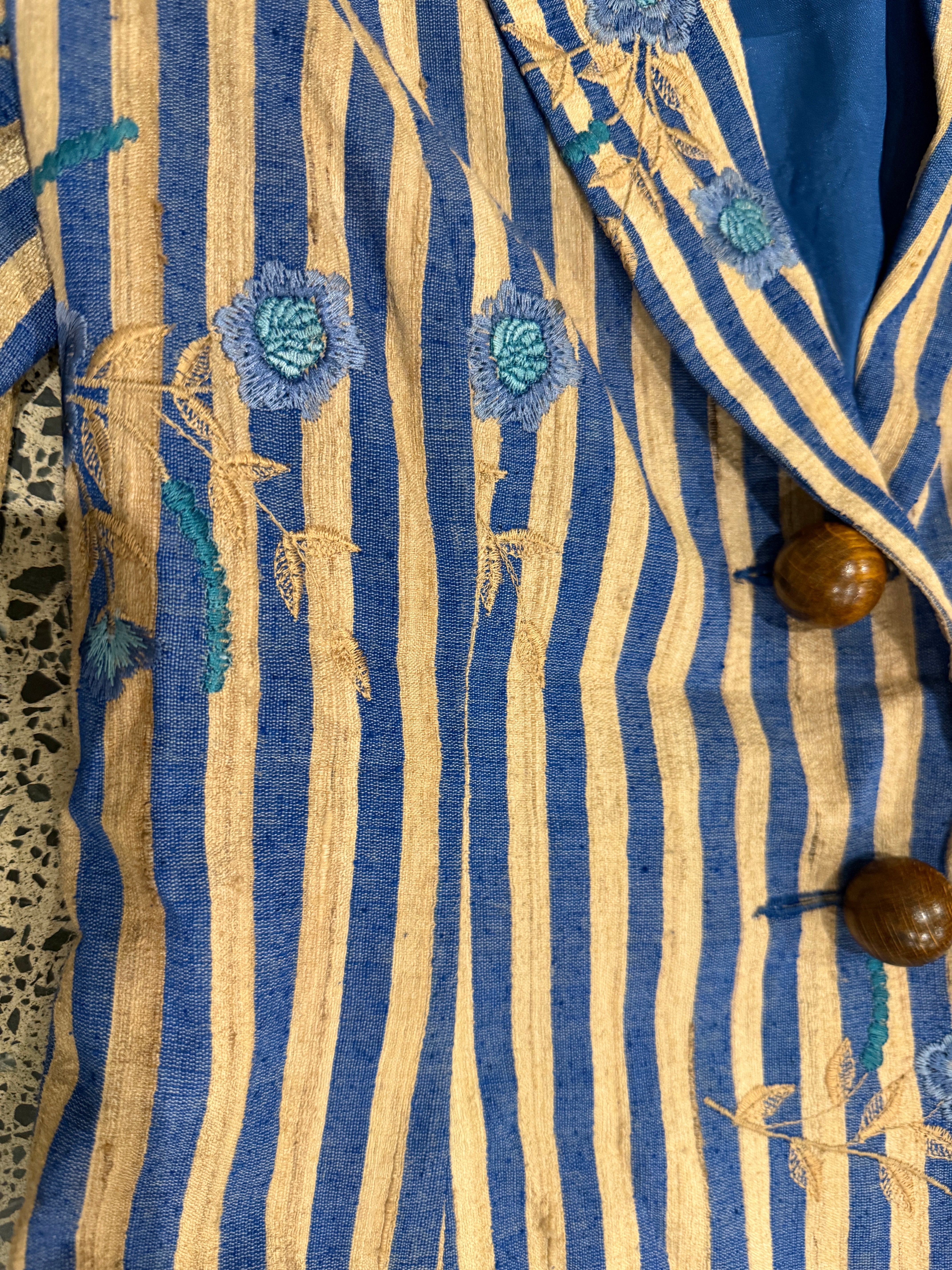 Raw Silk Jacket with Wooden Buttons