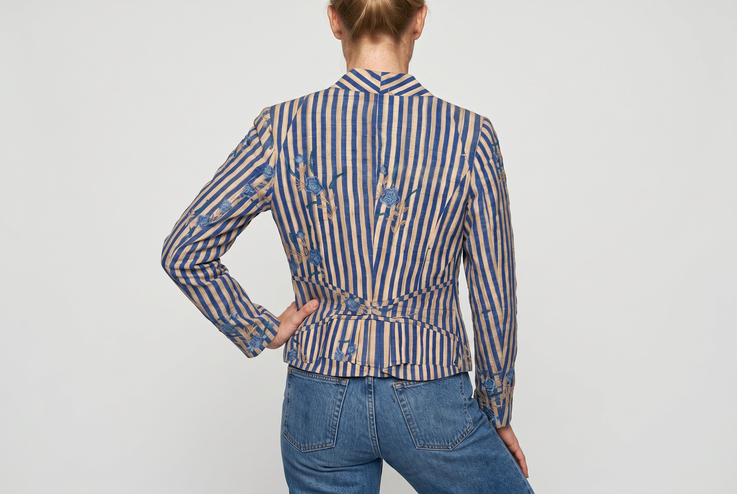 Raw Silk Jacket with Wooden Buttons