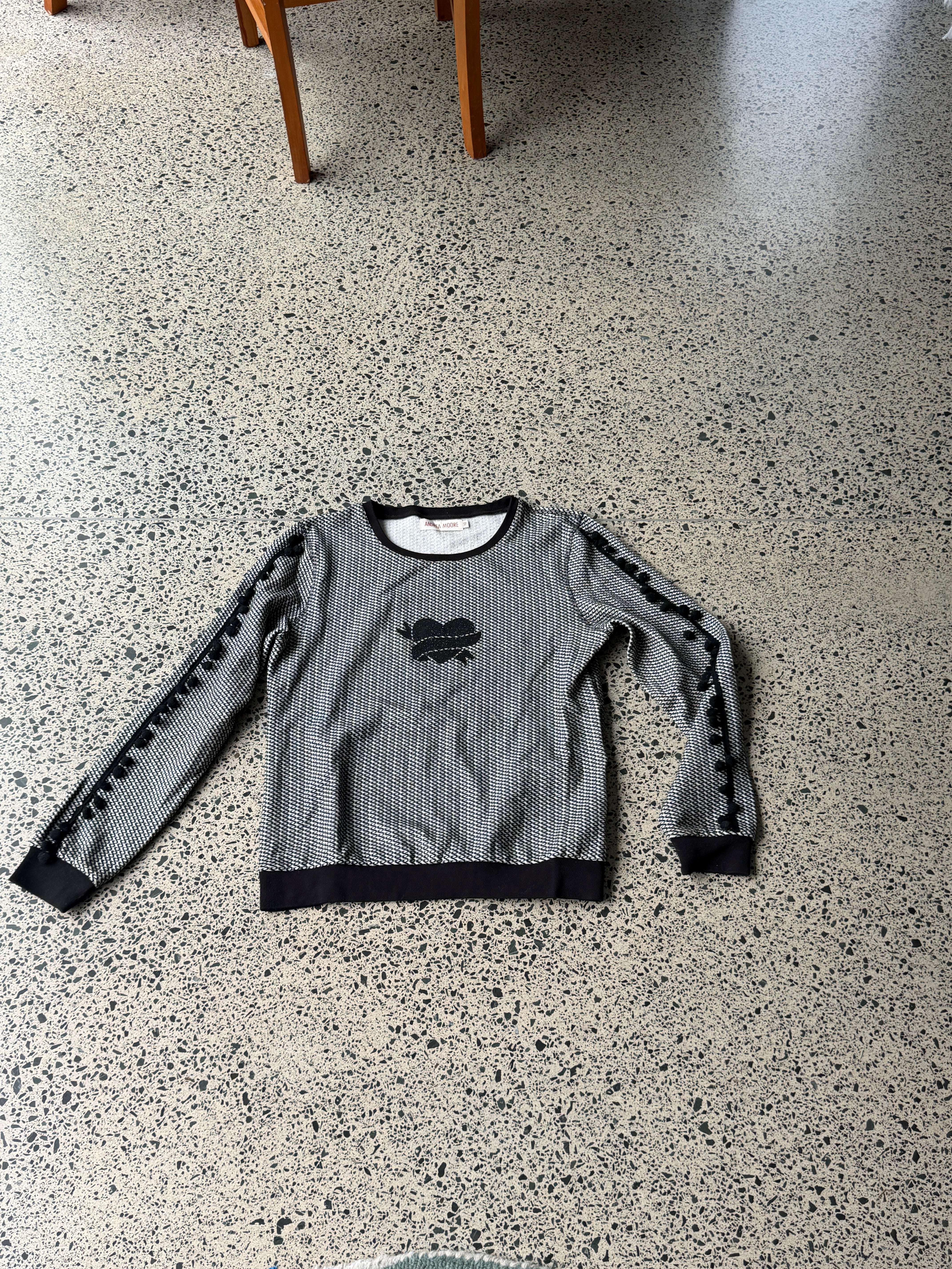 Textured Sweatshirt with Swarovski Heart Detail