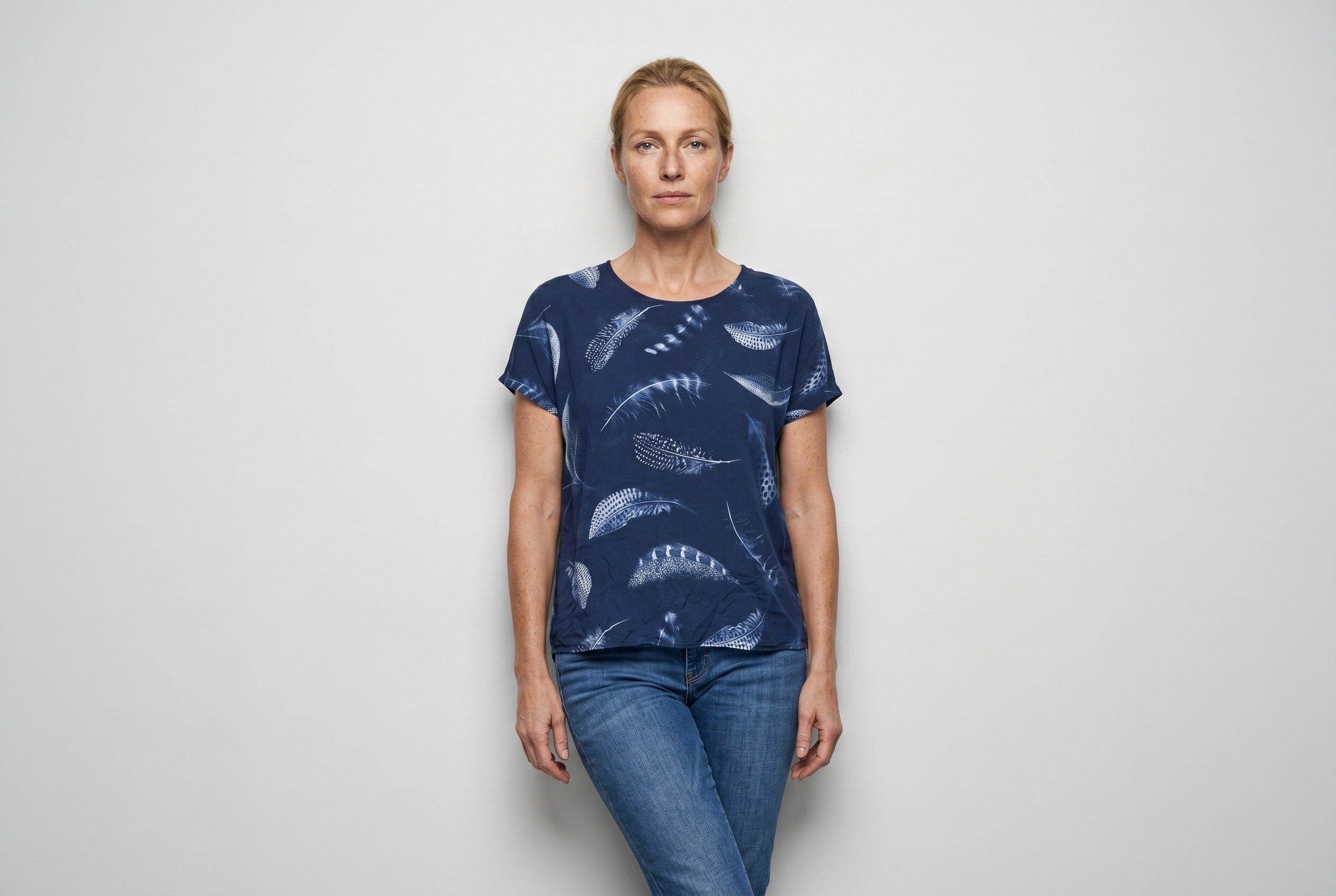 Silk Georgette Feather Tee
