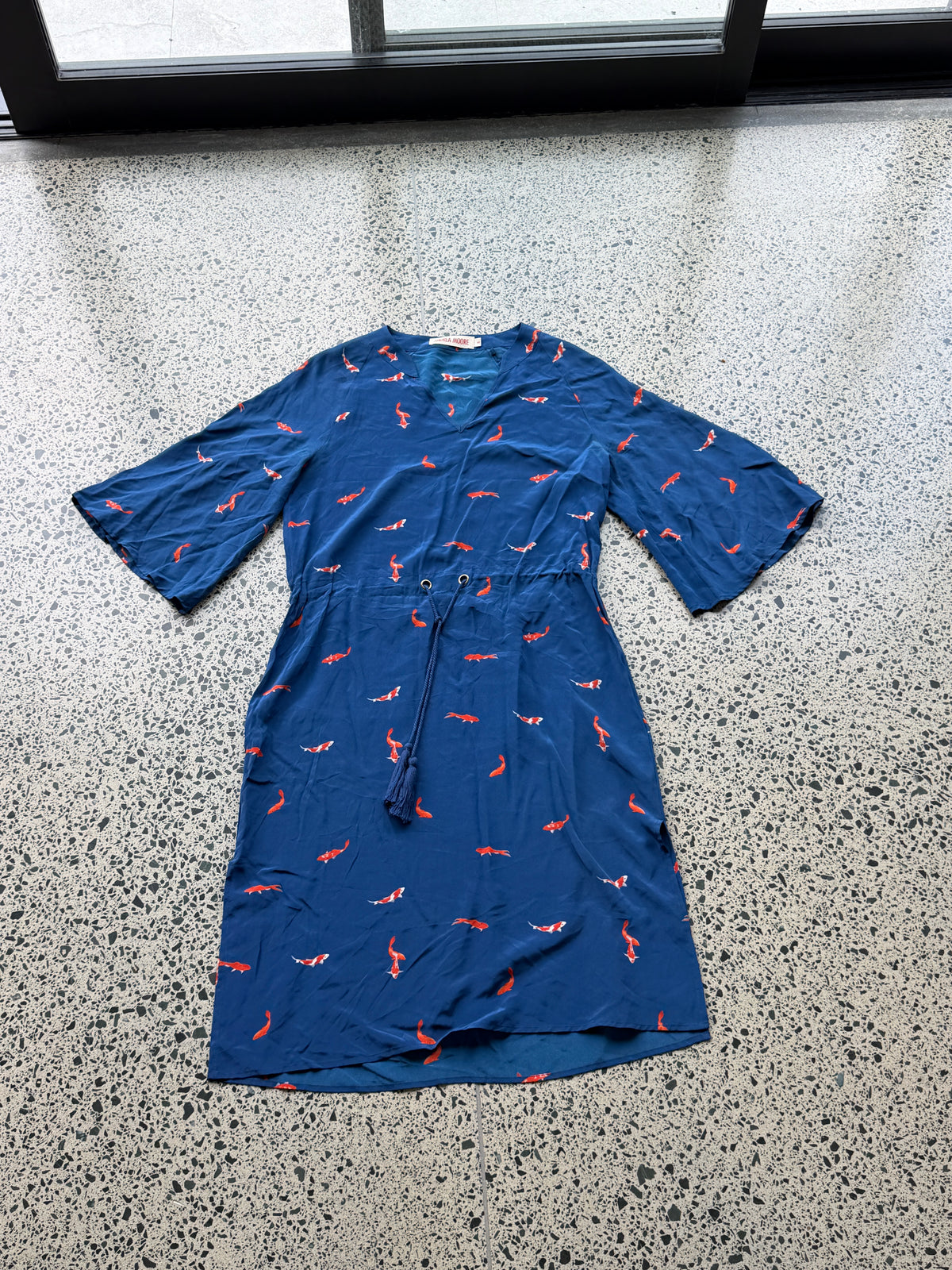 Silk Crepe de Chine dress - Koi fish pattern