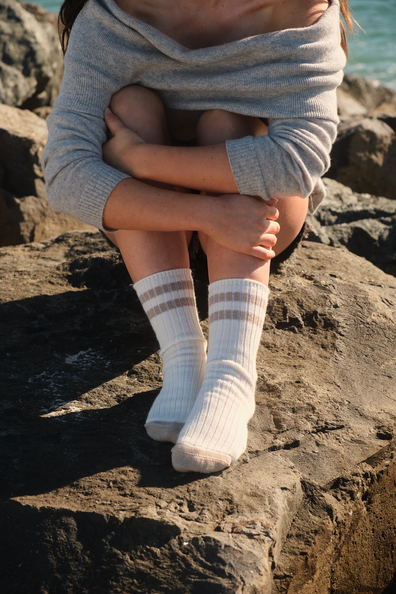 Matakana merino rib sock with stripe