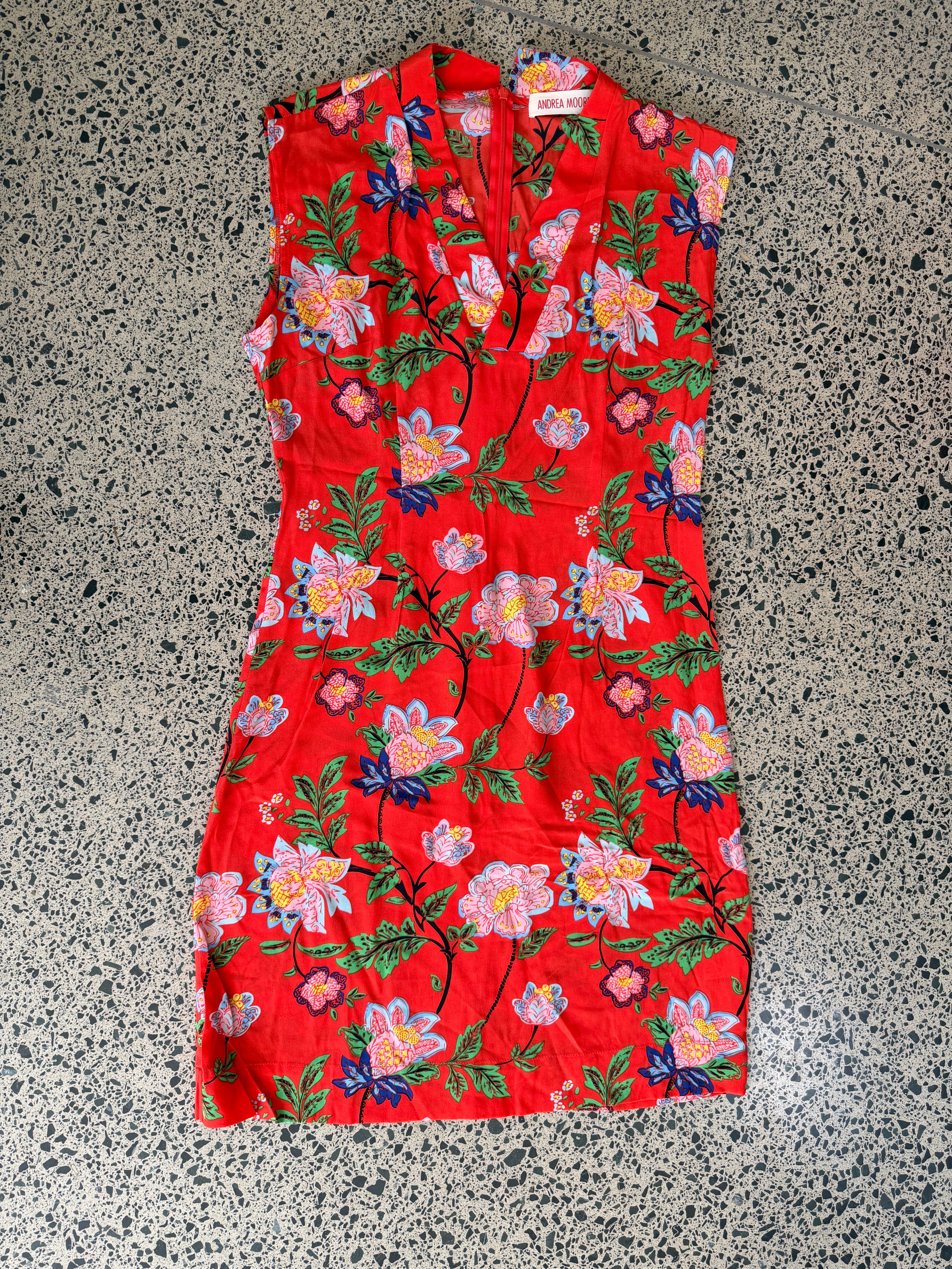 Tangerine Silk Crepe de Chine Dress