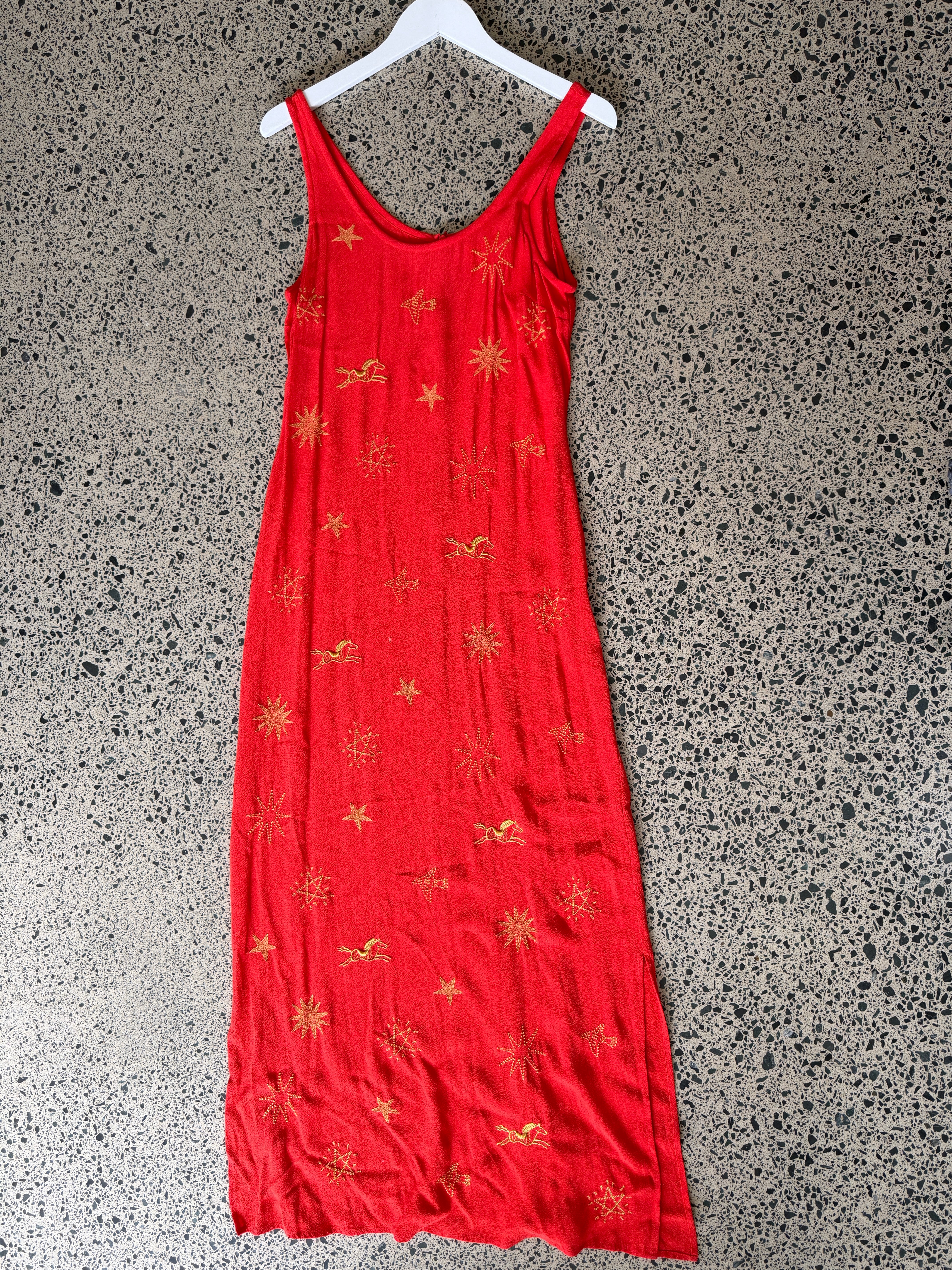 Long Viscose Embroidered Dress