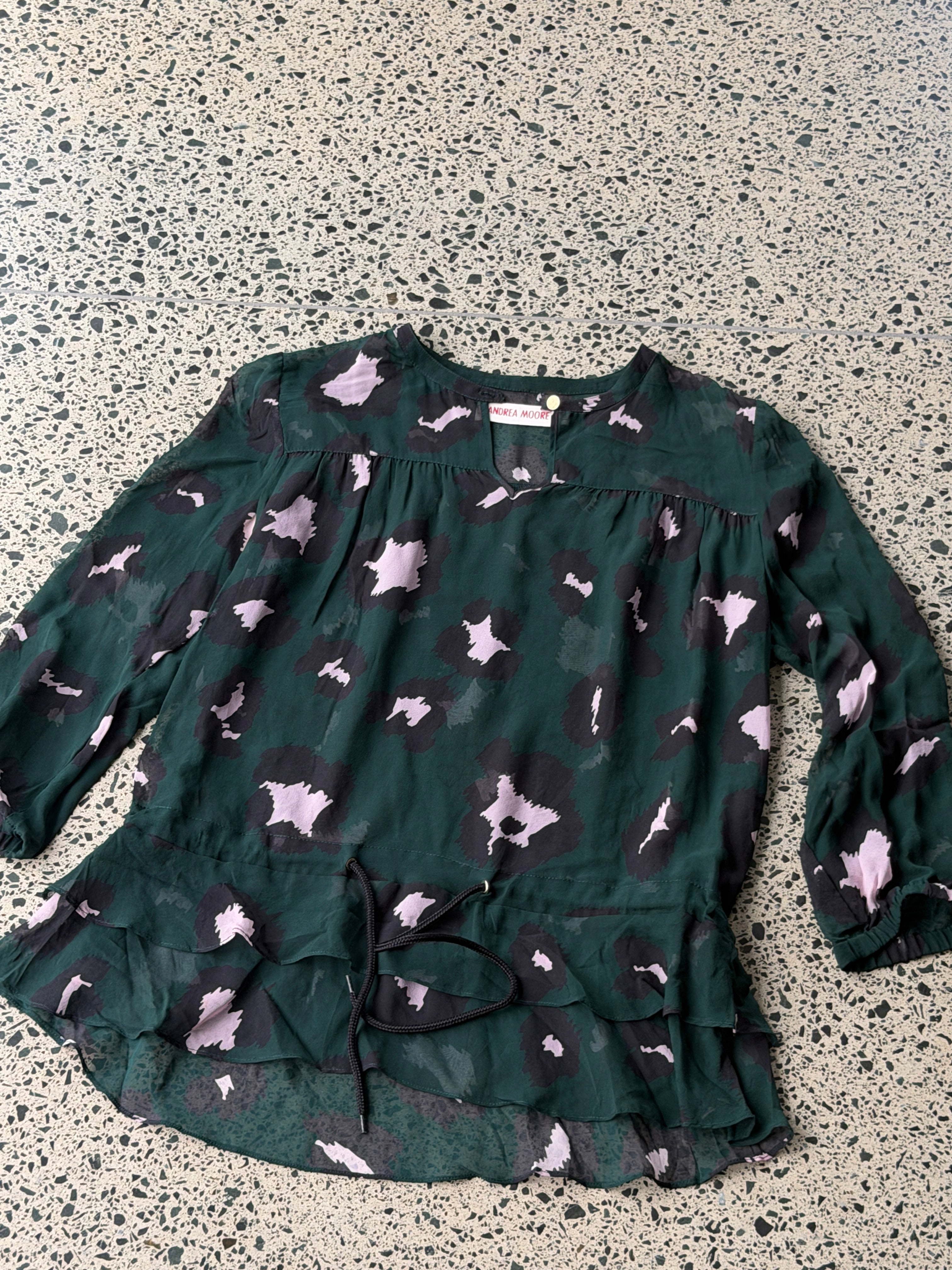 Silk Georgette Animal Print Top with Ruffles